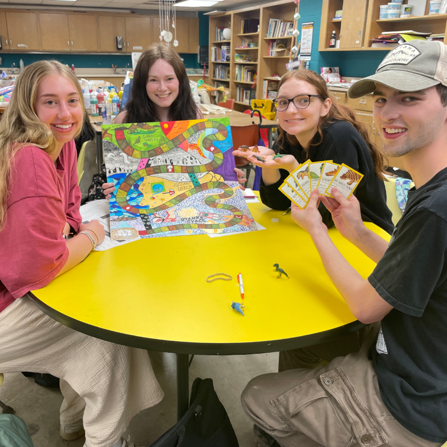 Students in front of poster display